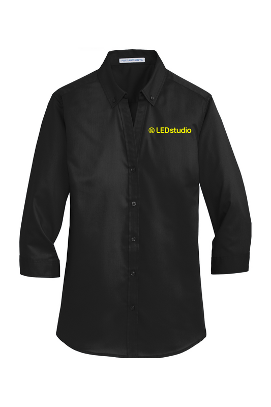 LED Studio- Port Authority Ladies 3/4-Sleeve SuperPro Twill Shirt